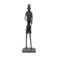 Lootkabazaar Hand Made Iron Metal Human Father With Baby Sculpture Decorative Show Piece For Home Decor (SEIHD021902)